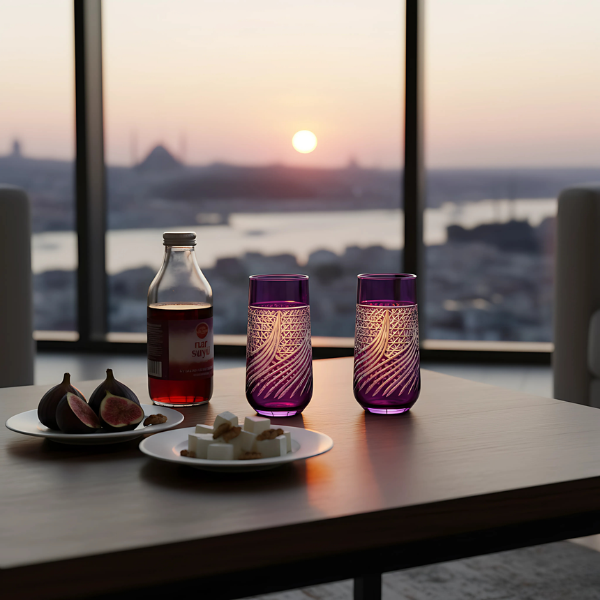 Aurora Cam Uzun Su Bardağı - Margerie Crystal