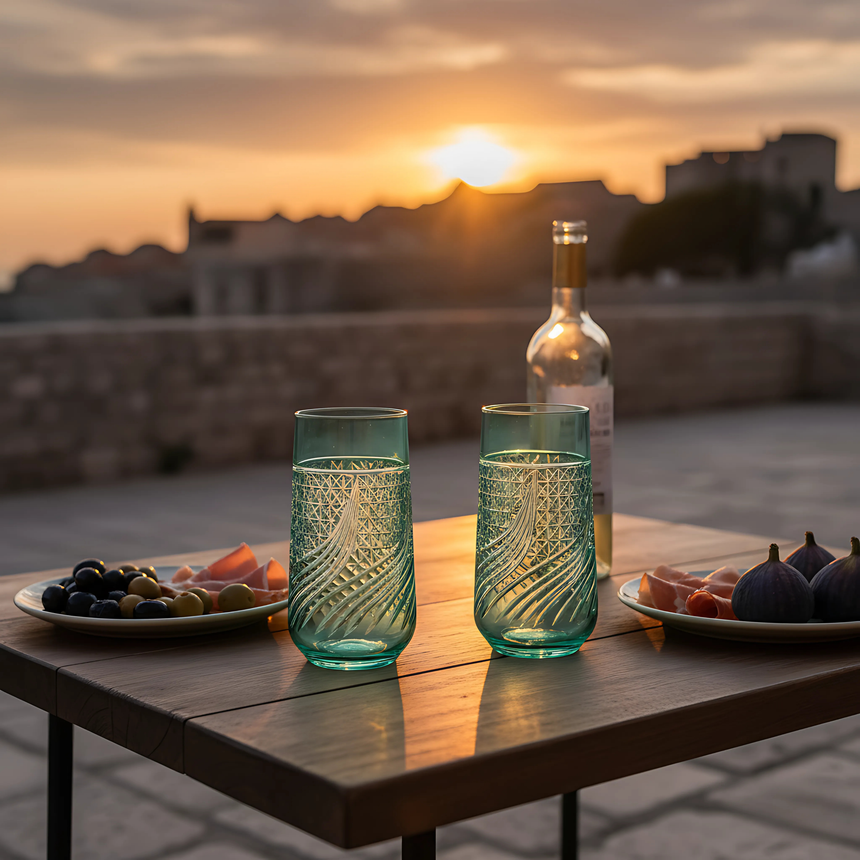 Aurora Cam Uzun Su Bardağı - Margerie Crystal