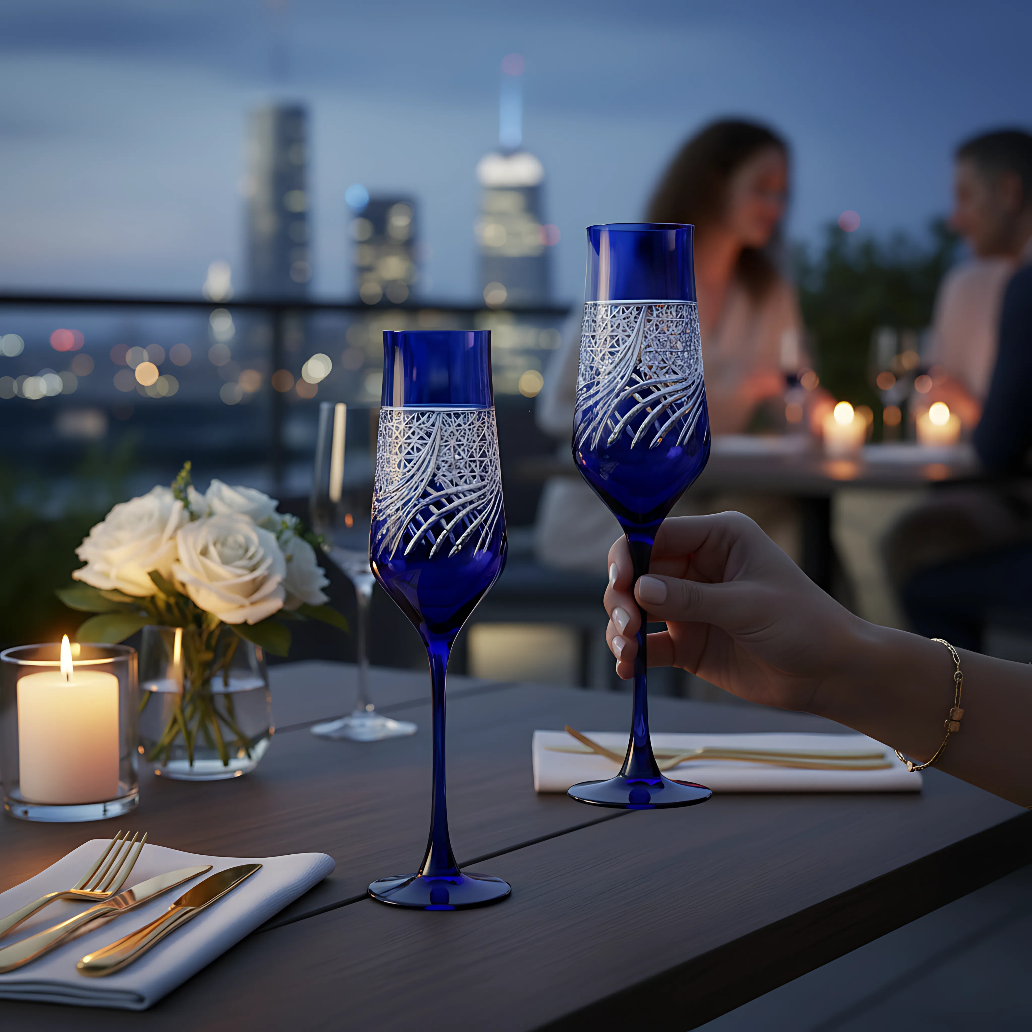 Aurora Kristal Flüt Kadeh - Margerie Crystal