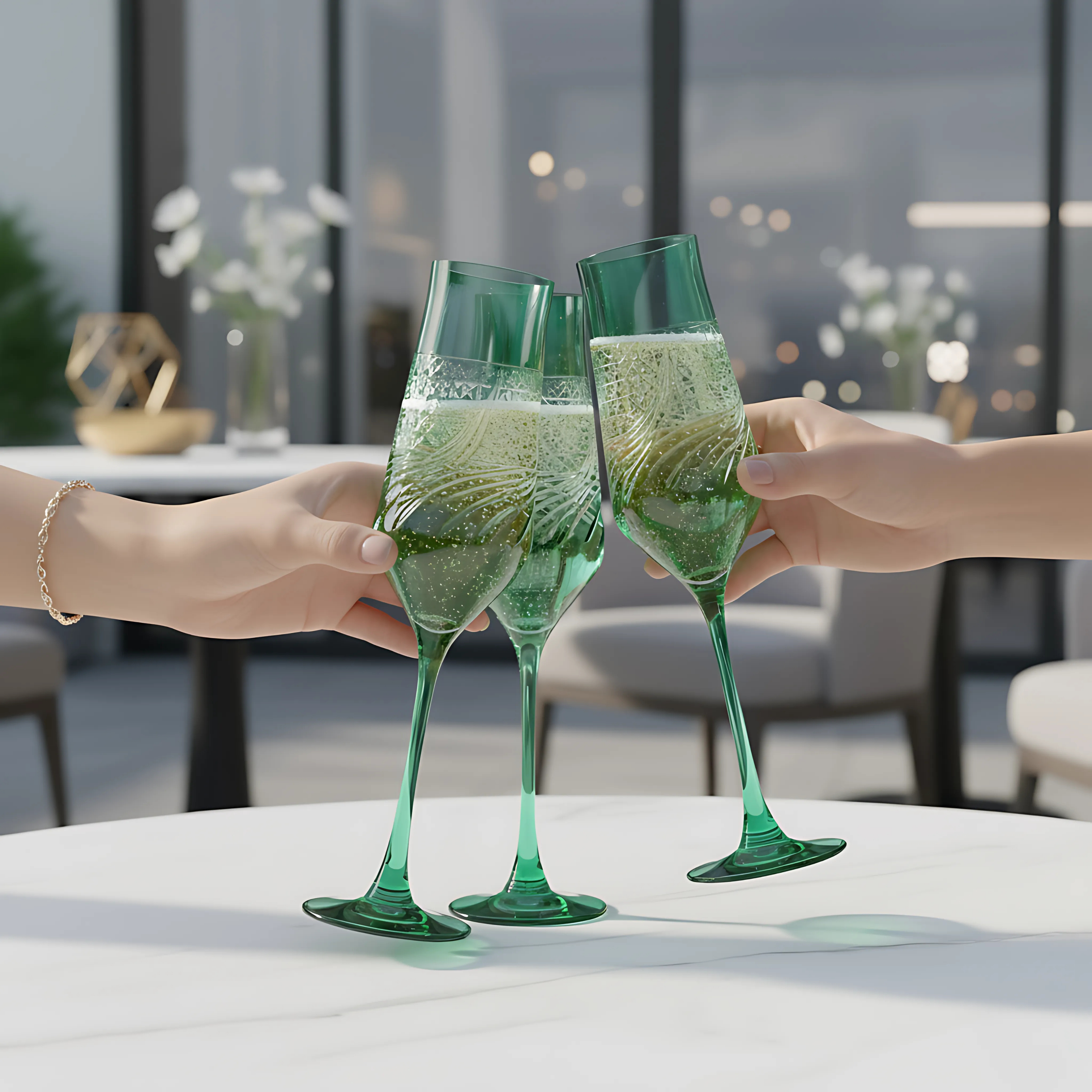 Aurora Kristal Flüt Kadeh - Margerie Crystal