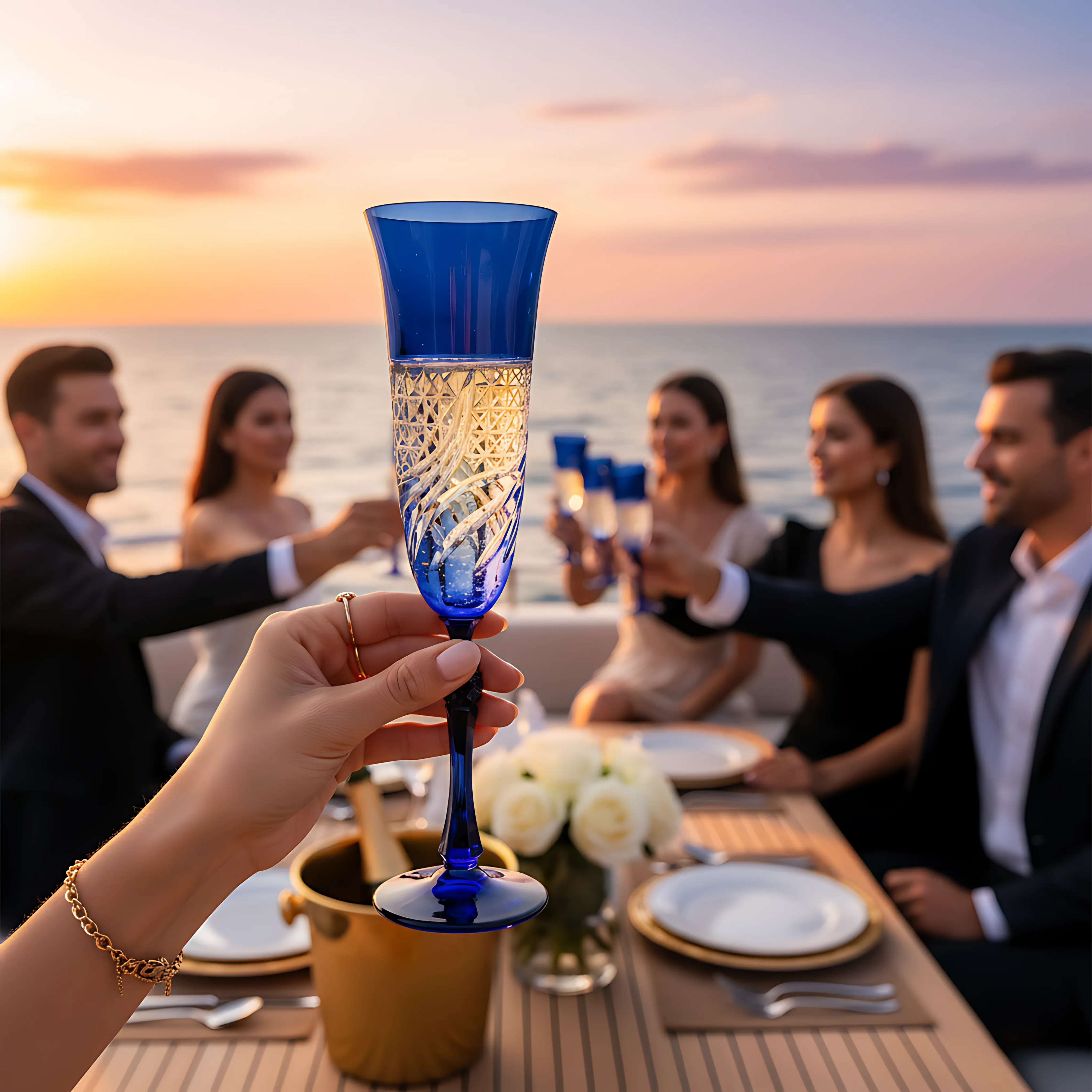 Aurora Kristal Flüt Kadeh - Margerie Crystal