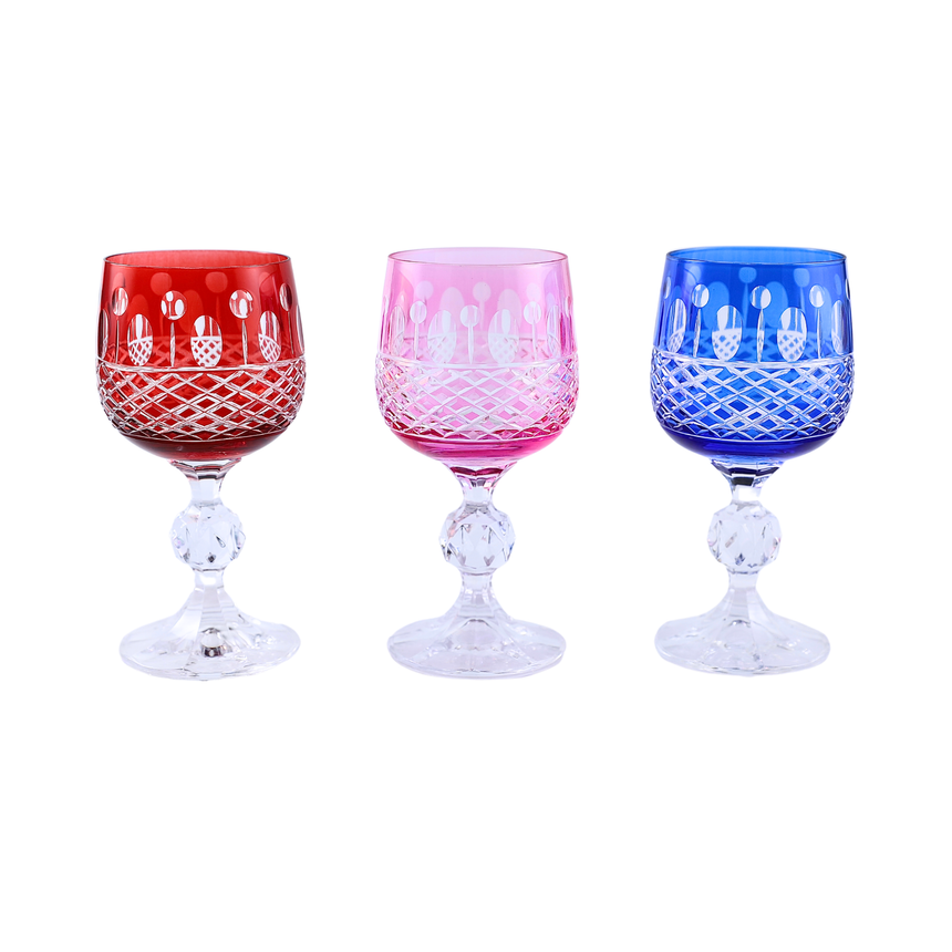 6 Renk Bohemia Crystal Ophelia Kahve Yanı Su Bardağı 150ml (6'lı Set) - Margerie Crystal