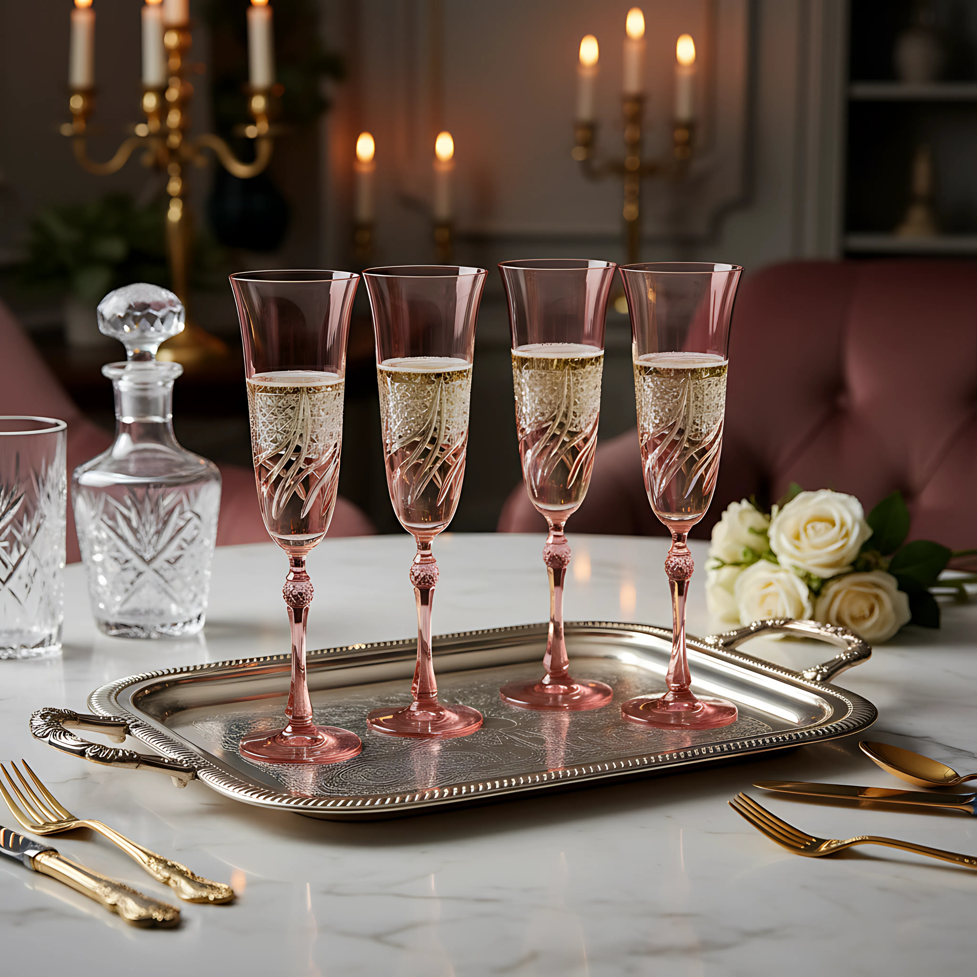 Aurora Kristal Flüt Kadeh - Margerie Crystal