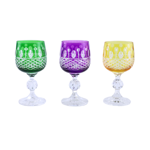 6 Renk Bohemia Crystal Ophelia Kahve Yanı Su Bardağı 150ml (6'lı Set) - Margerie Crystal